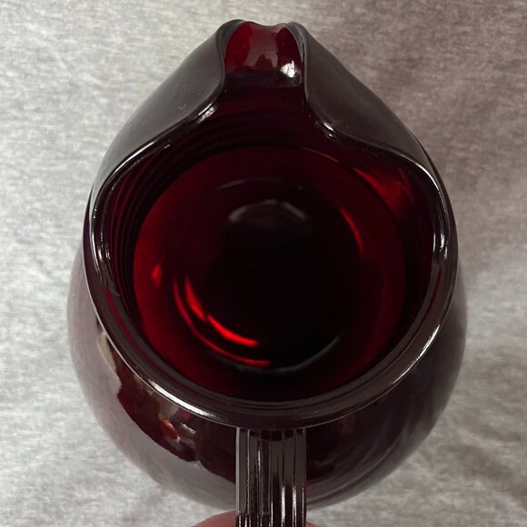 Anchor Hocking Royal Ruby Red Glass 6 Inch Ball Pitcher with Ice Lip - Picture 5 of 6